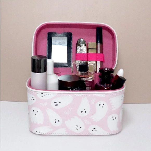 SHEIN Halloween Pink Ghost Makeup Vanity Mirror Cosmetic Bag Case - Picture 8 of 12